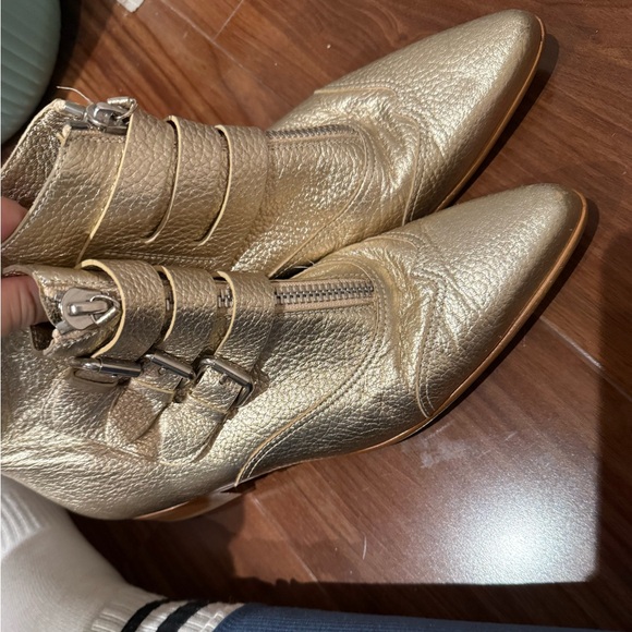 Tabitha Simmons / Early gold metallic ankle boot leather bootie 38.5 8.5 - Picture 6 of 8
